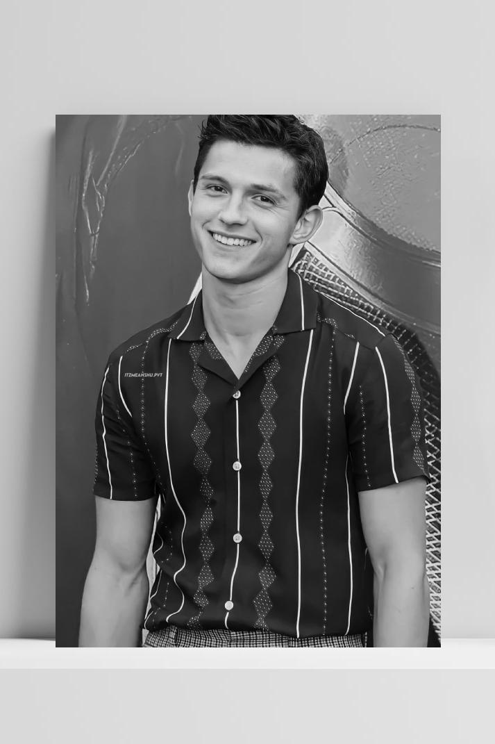 Tom Holland Zwart Wit op 3mm aluminium dibond