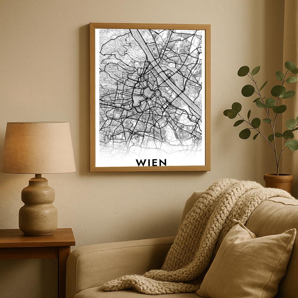 Wien Map Österreich White poster sfeerbeeld 2