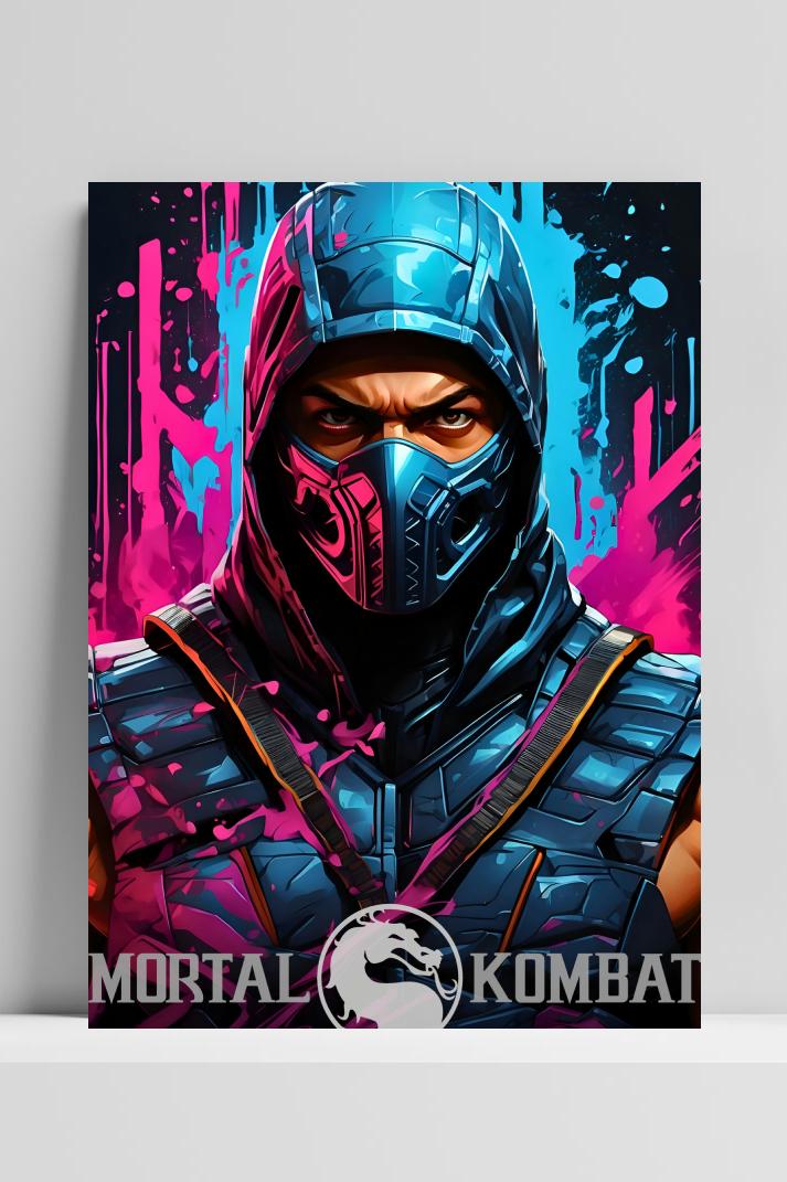 Sub zero Mortal Kombat op 3mm aluminium dibond