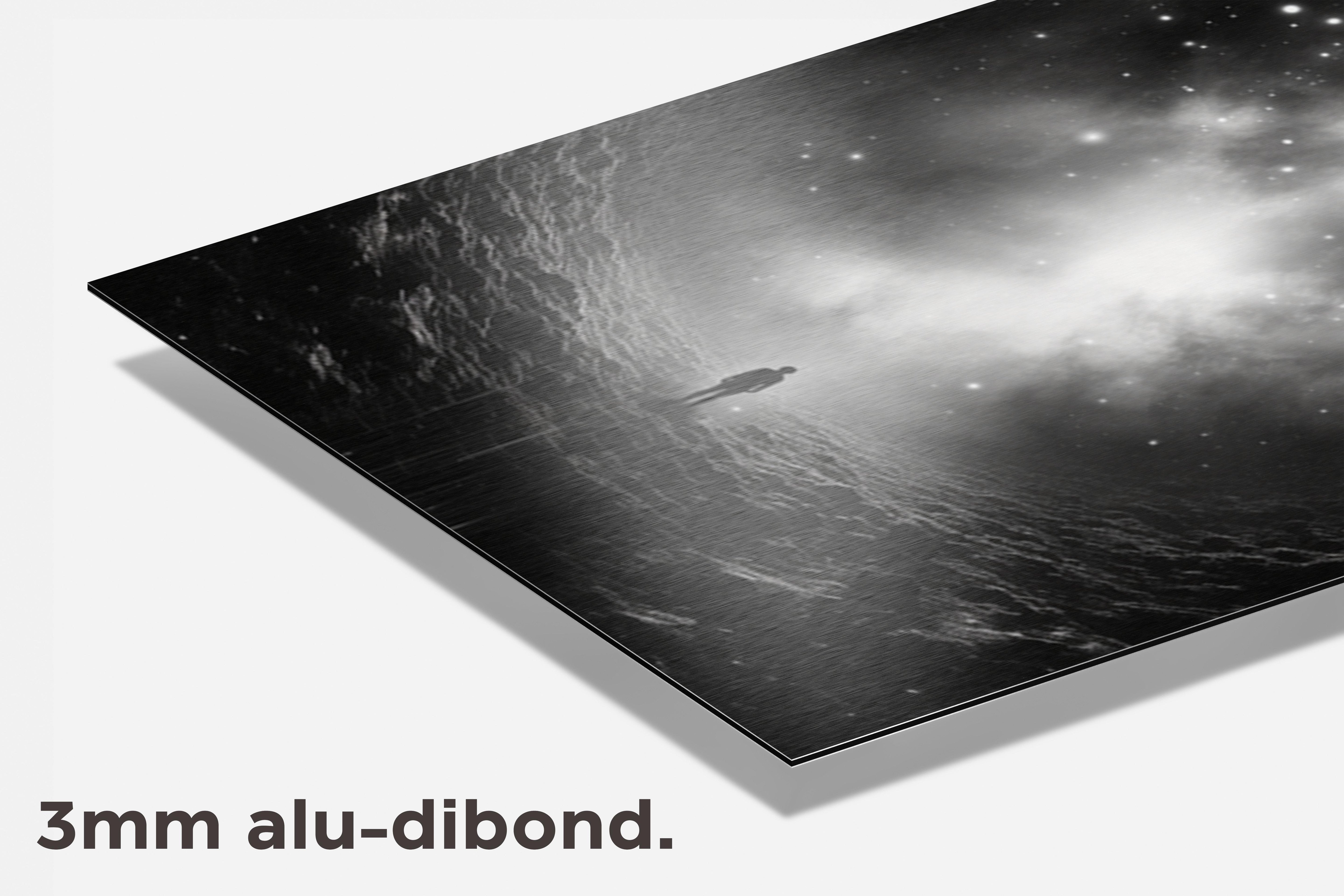Heelal Zwart Wit dibond detail