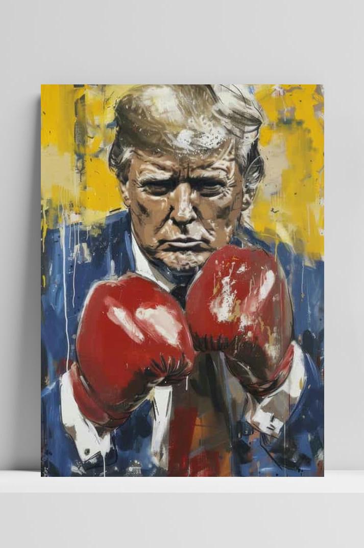 Donald Trump Boksen op 3mm aluminium dibond