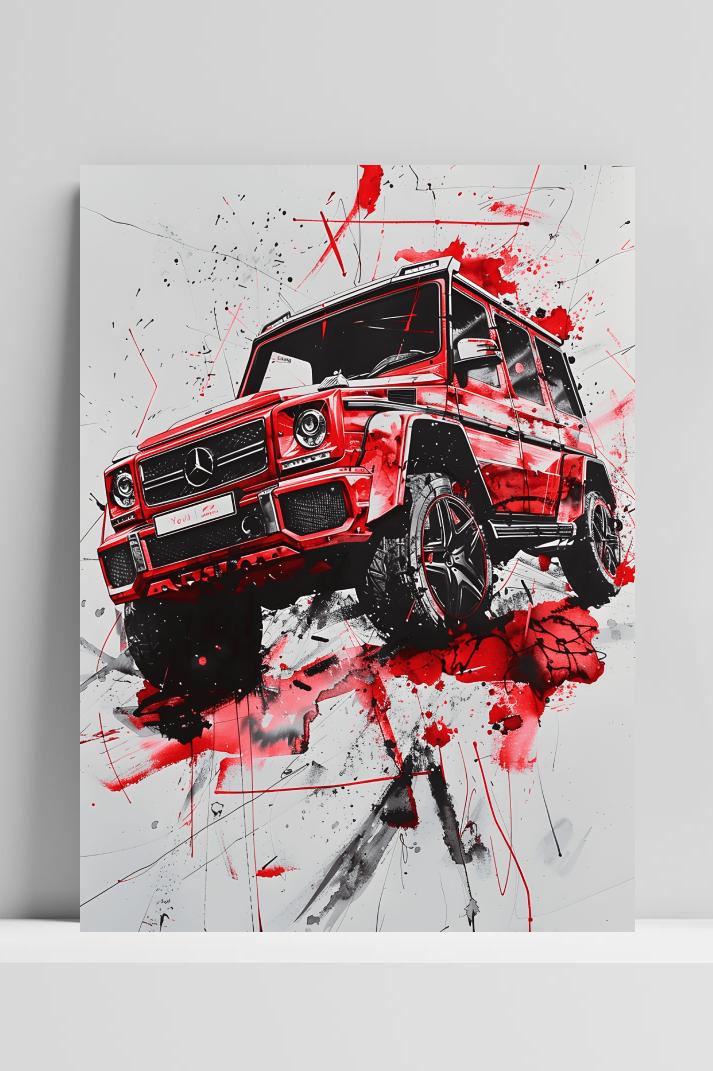 Mercedes G Tekening op 3mm aluminium dibond