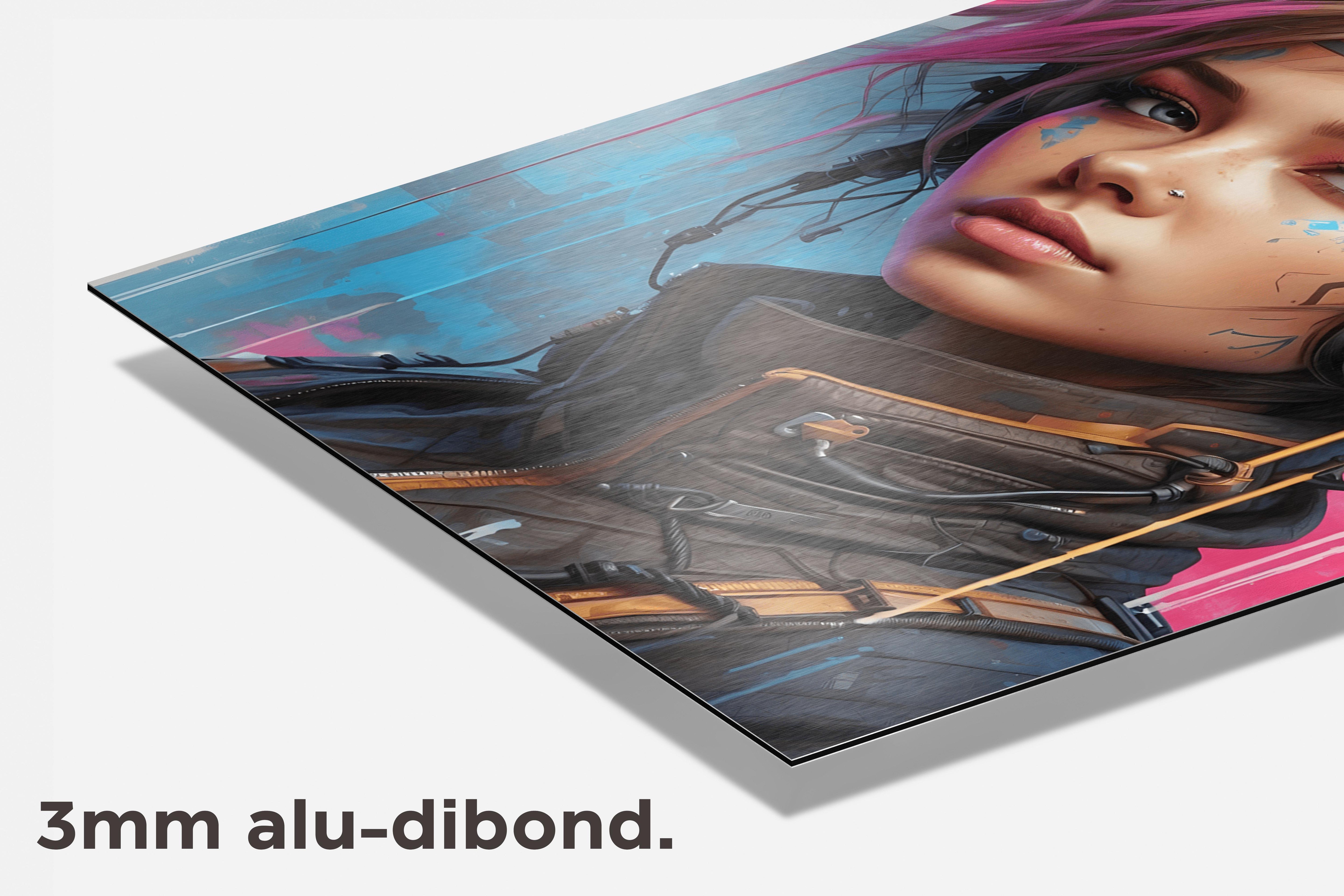Cyber Gamer Chick dibond detail