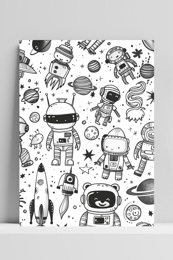 Doodles Astronaut op 3mm aluminium dibond