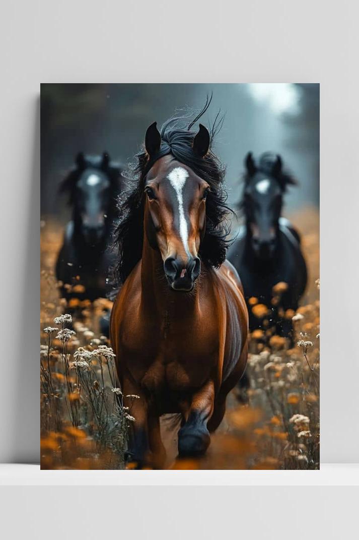 Bruin Paard op 3mm aluminium dibond