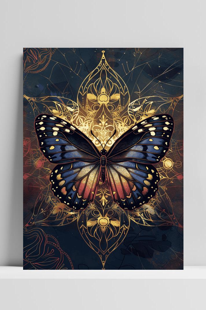 Blauwe Vlinder op 3mm aluminium dibond