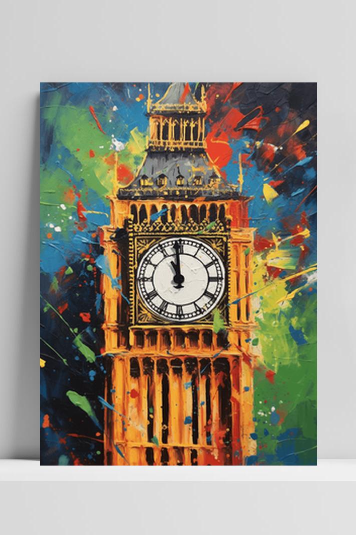 Big Ben Kleuren op 3mm aluminium dibond