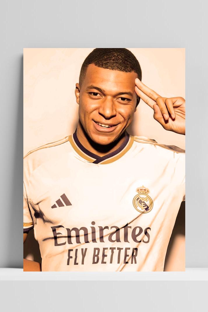 Mbappé Real Madrid op 3mm aluminium dibond