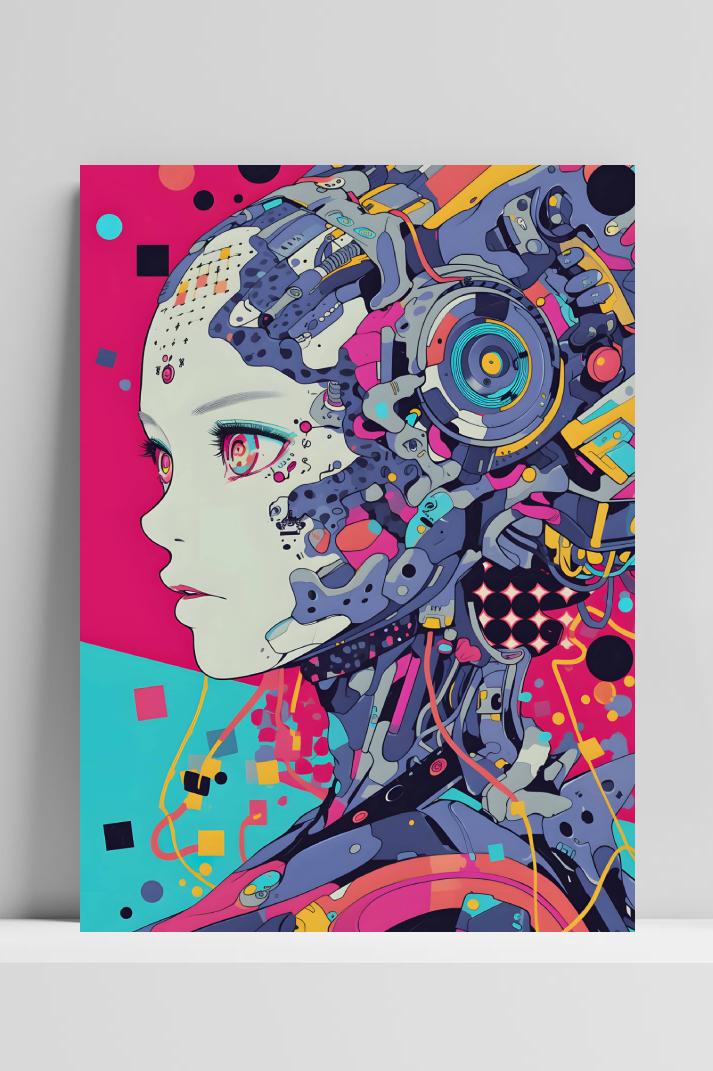 Kleurrijke Robot op 3mm aluminium dibond