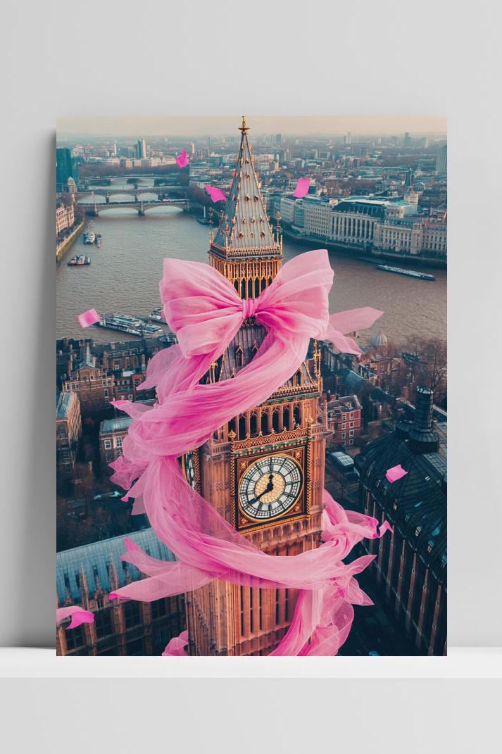 Big Ben Ribbon op 3mm aluminium dibond