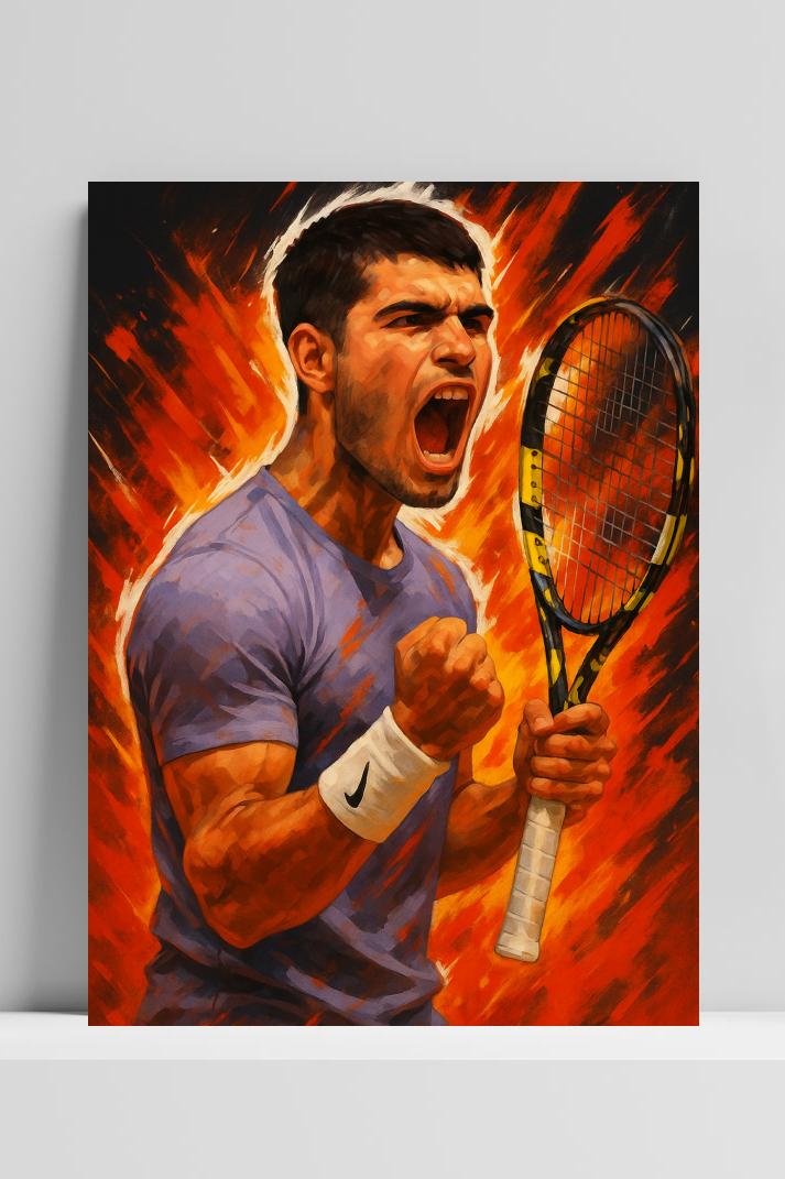 Carlos Alcaraz op 3mm aluminium dibond