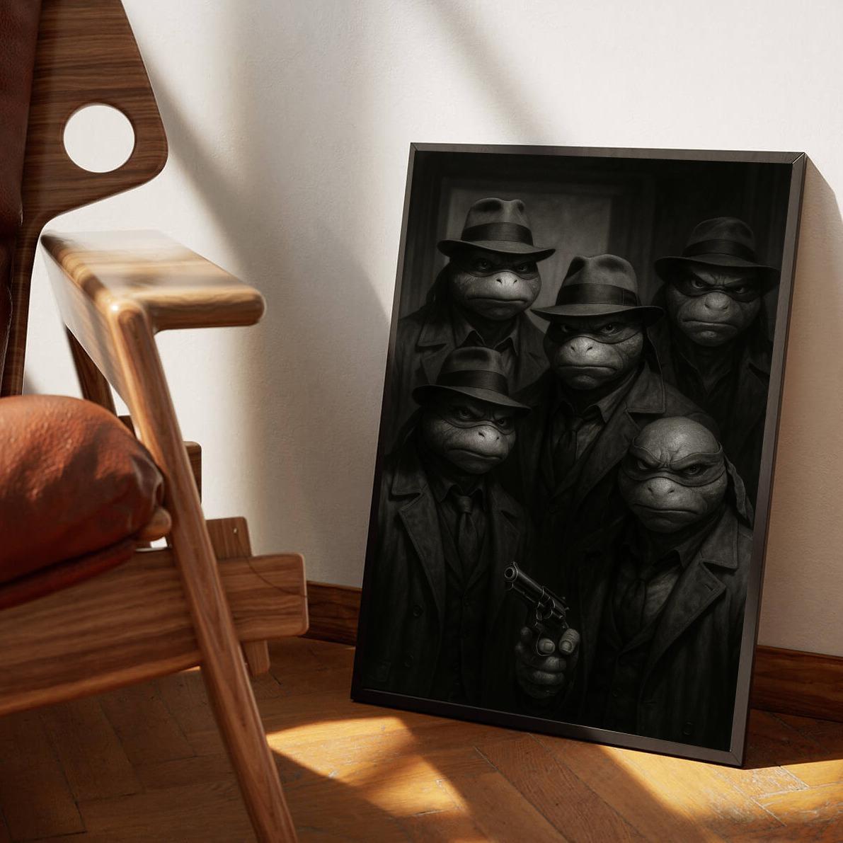 Ninja Turtles Gangster B&W poster sfeerbeeld 3