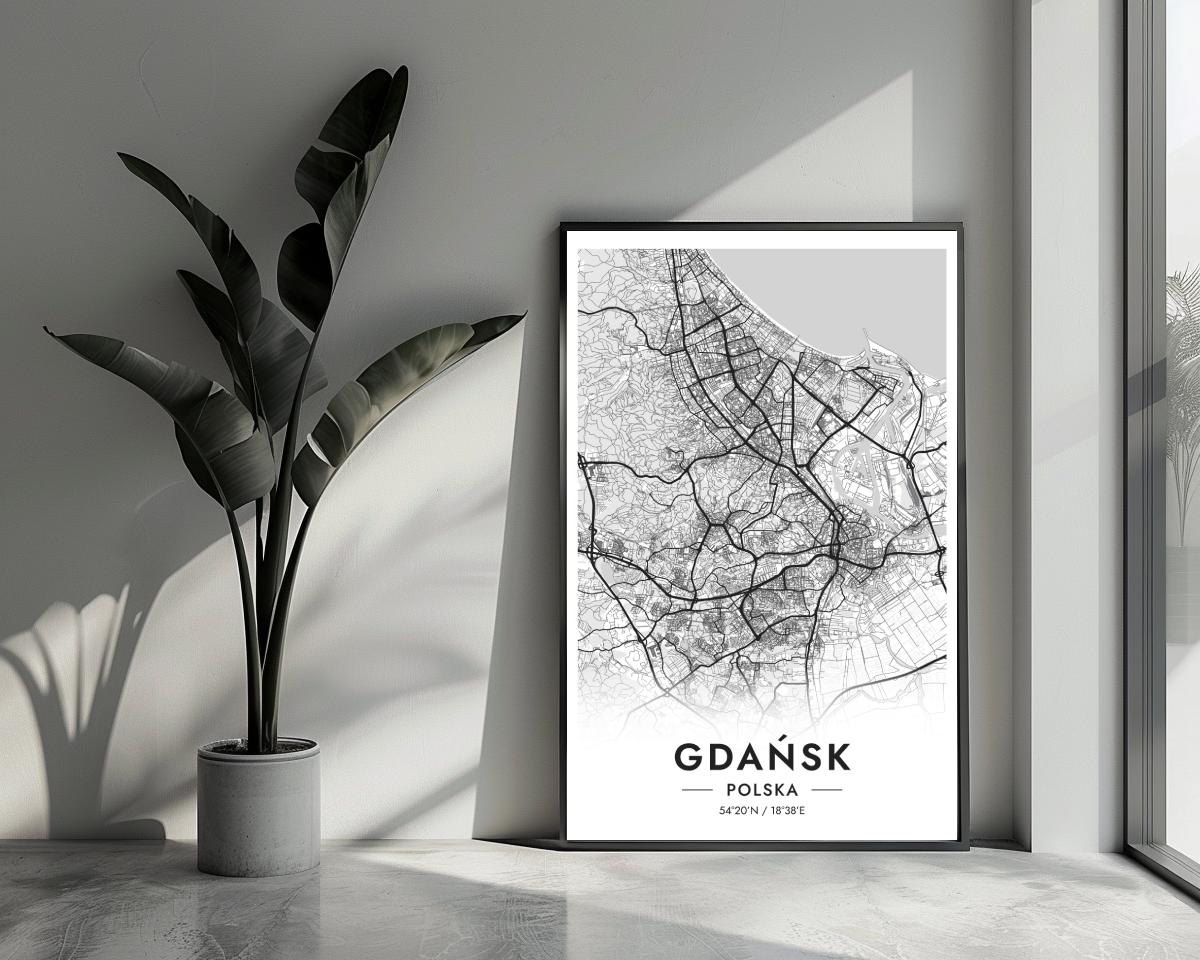 Gdańsk Map Polska White poster van 25 Artstreet