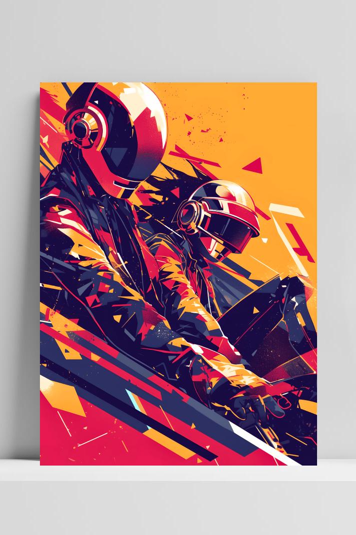 Daft Punk Rood op 3mm aluminium dibond