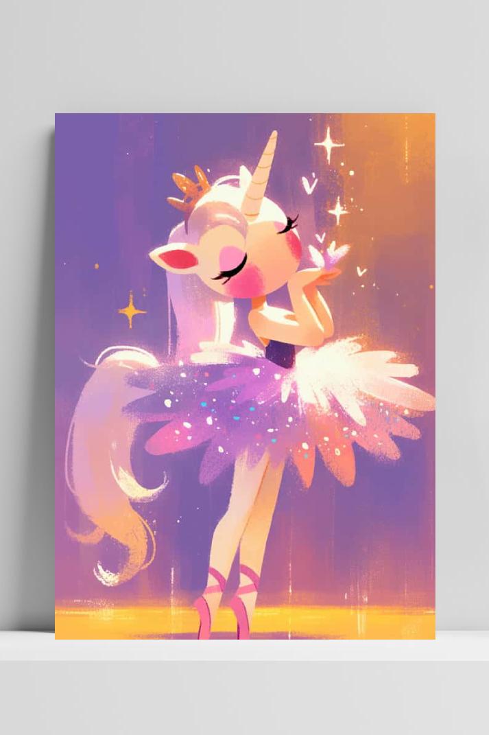 Ballerina Unicorn op 3mm aluminium dibond