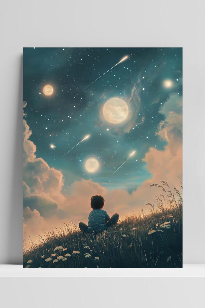 Boy Night Sky op 3mm aluminium dibond