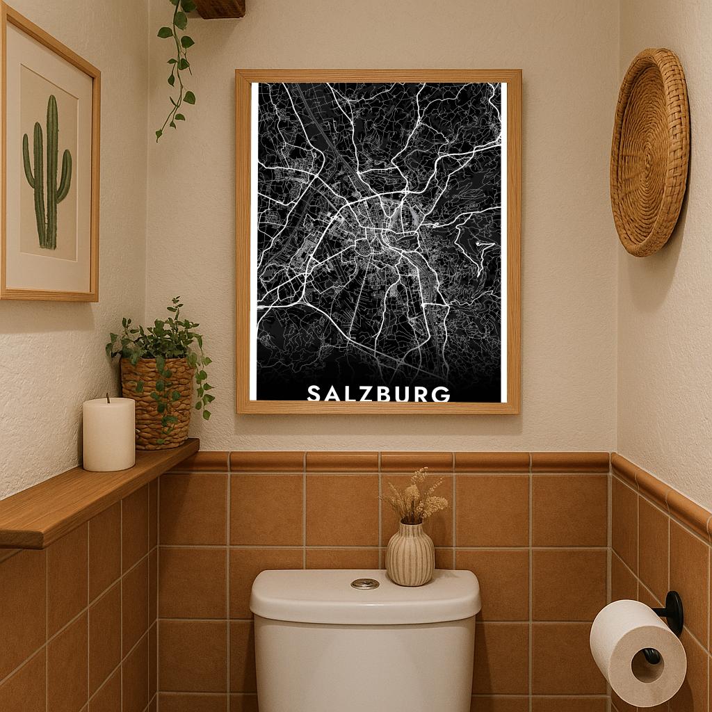 Salzburg Map Österreich Black poster sfeerbeeld 3
