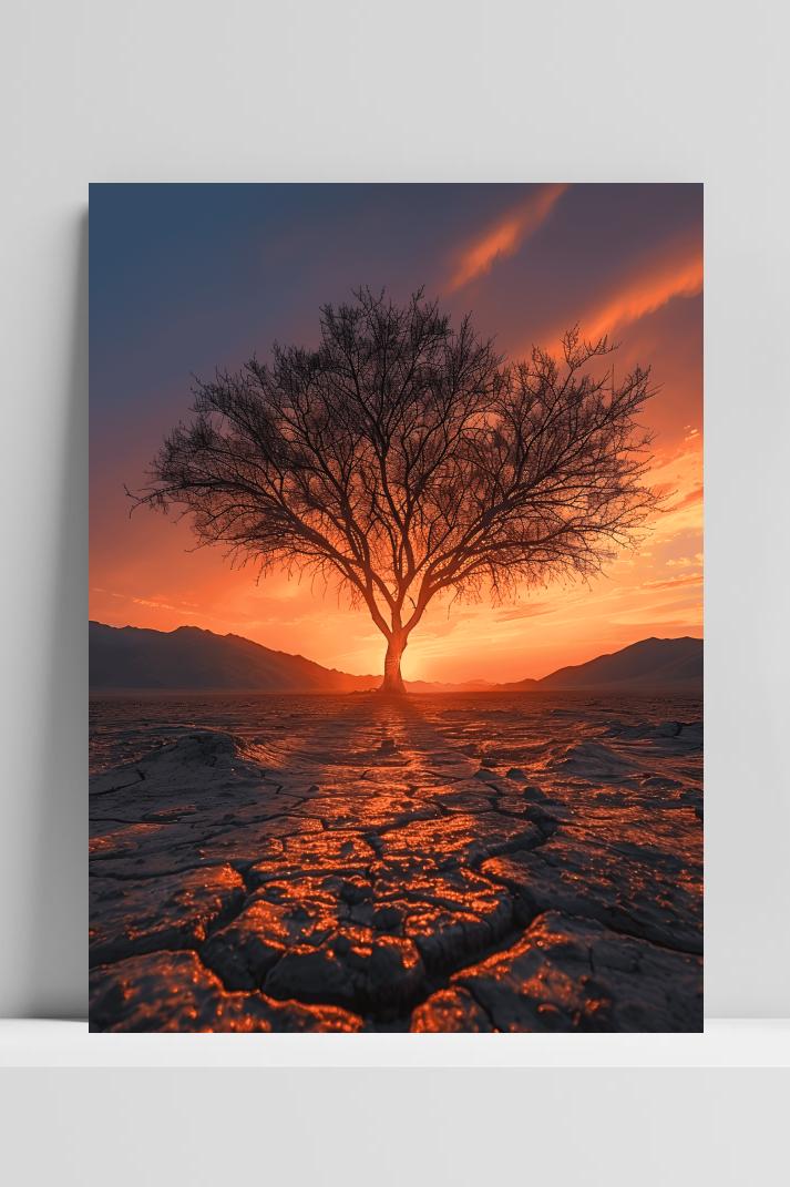 Zonsondergang Boom op 3mm aluminium dibond