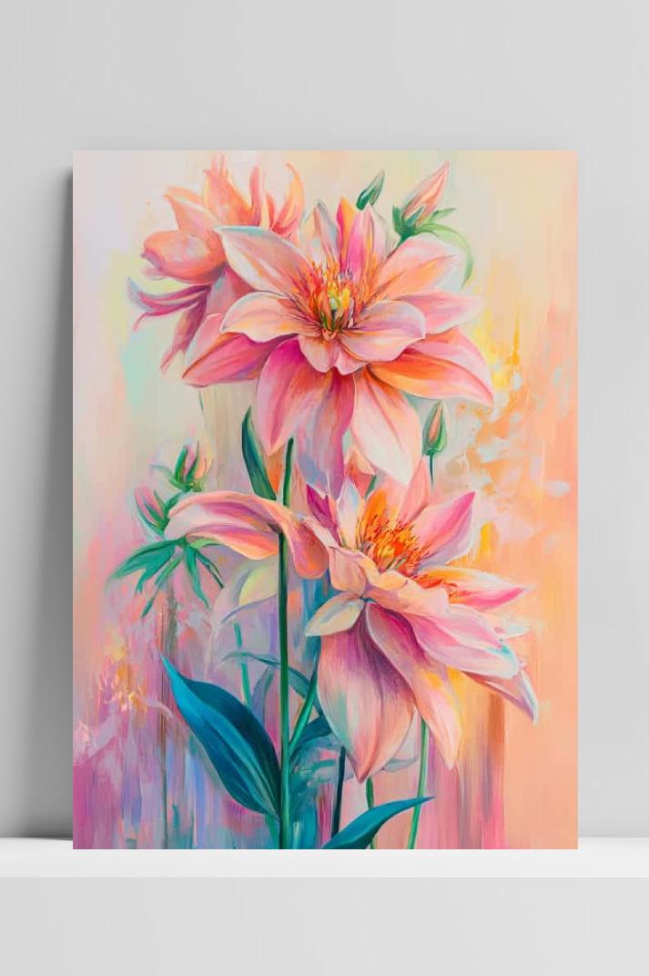 Flowers Aquarel op 3mm aluminium dibond