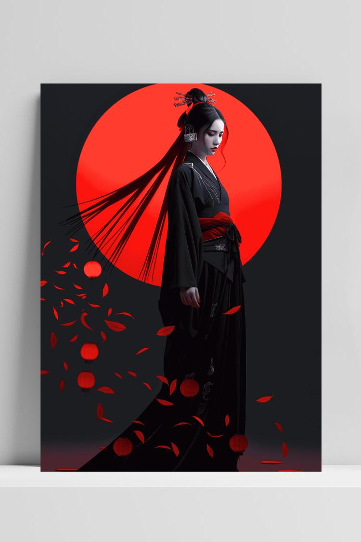 Roodcirkel Geisha op 3mm aluminium dibond