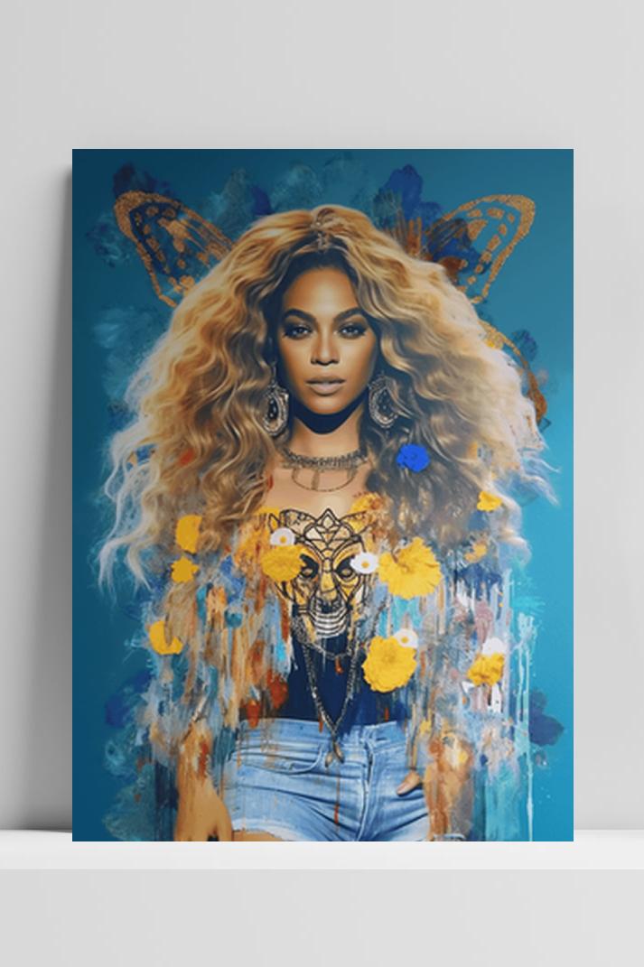 Beyonce Poster Abstract op 3mm aluminium dibond