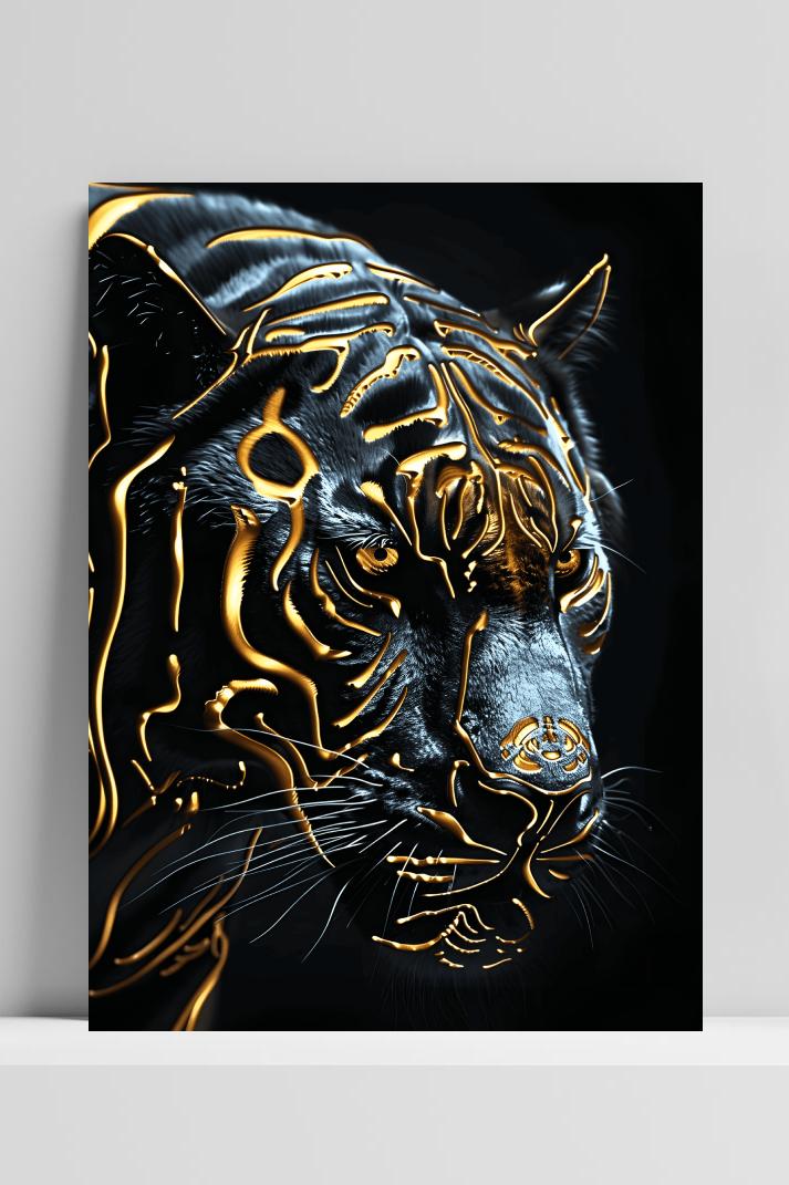 Goud Panter op 3mm aluminium dibond