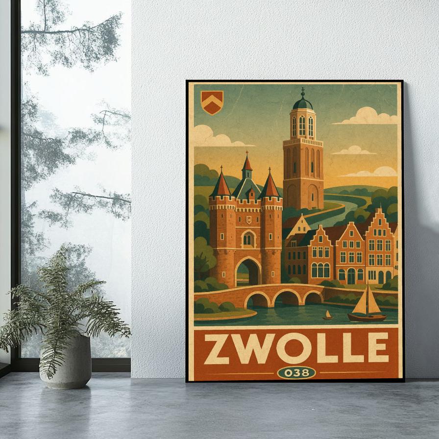 Zwolle Netherlands Vintage Text poster sfeerbeeld 1