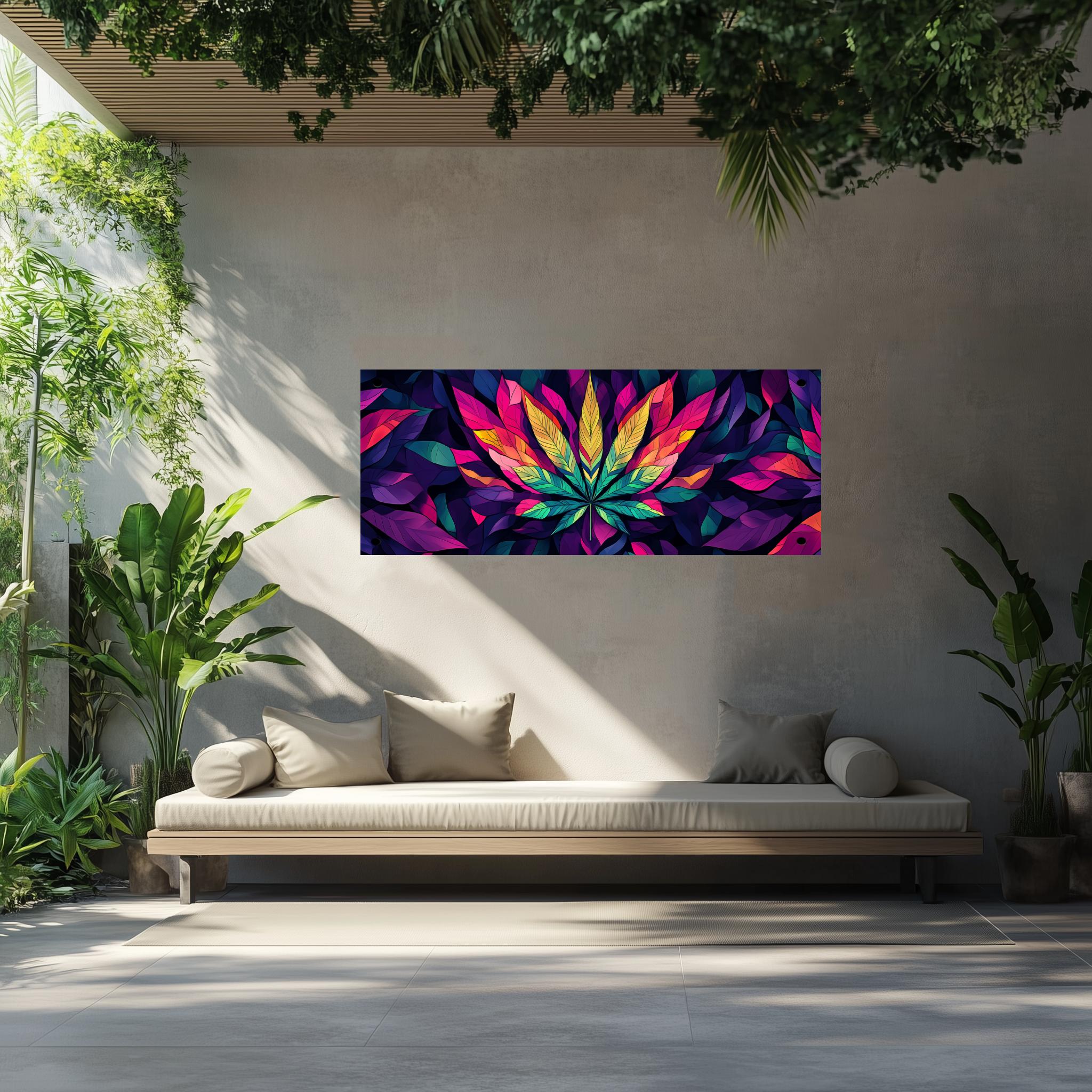 Tuinposter Cannabis Kleurrijk sfeerbeeld 2