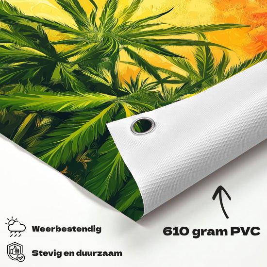 Tuinposter Cannabis Kunst materiaal-detail: 610 grams weerbestendig PVC-doek