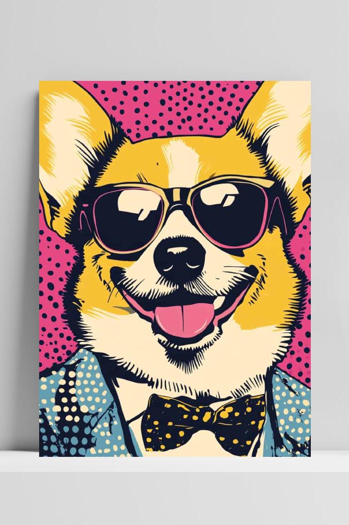 Corgi op 3mm aluminium dibond