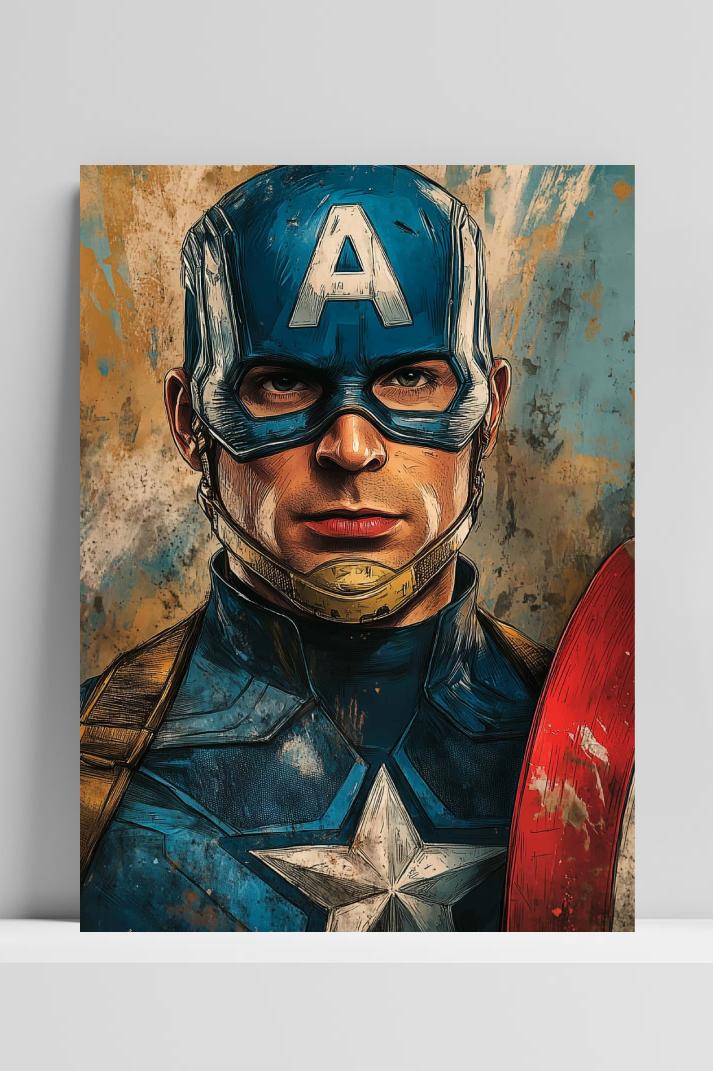 Captain America Marvel op 3mm aluminium dibond