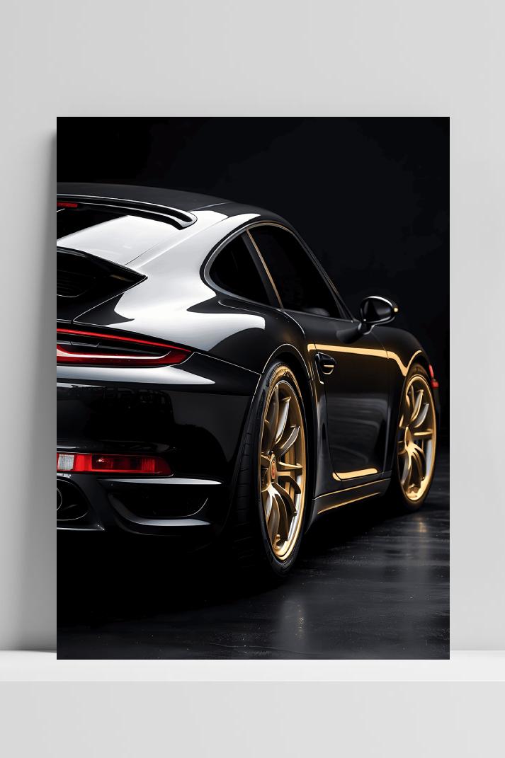 Sportauto Zwart op 3mm aluminium dibond