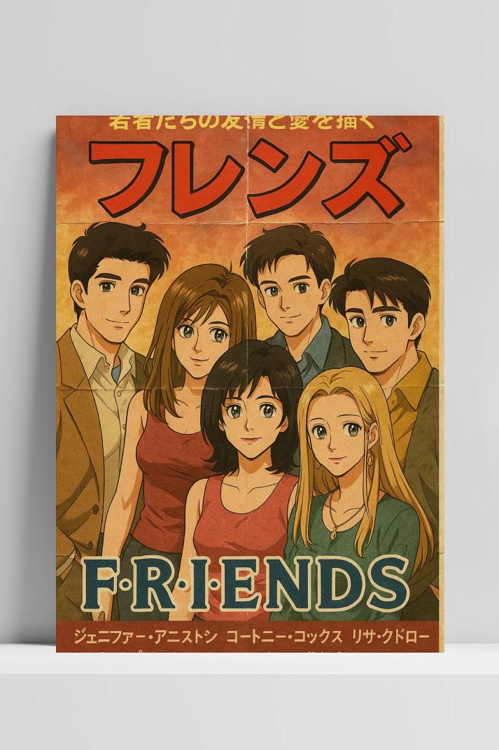 Friends Manga op 3mm aluminium dibond