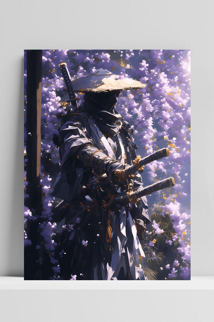 Bloesems Samoerai op 3mm aluminium dibond