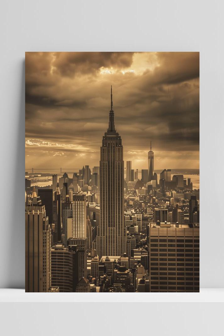New York Skyline op 3mm aluminium dibond
