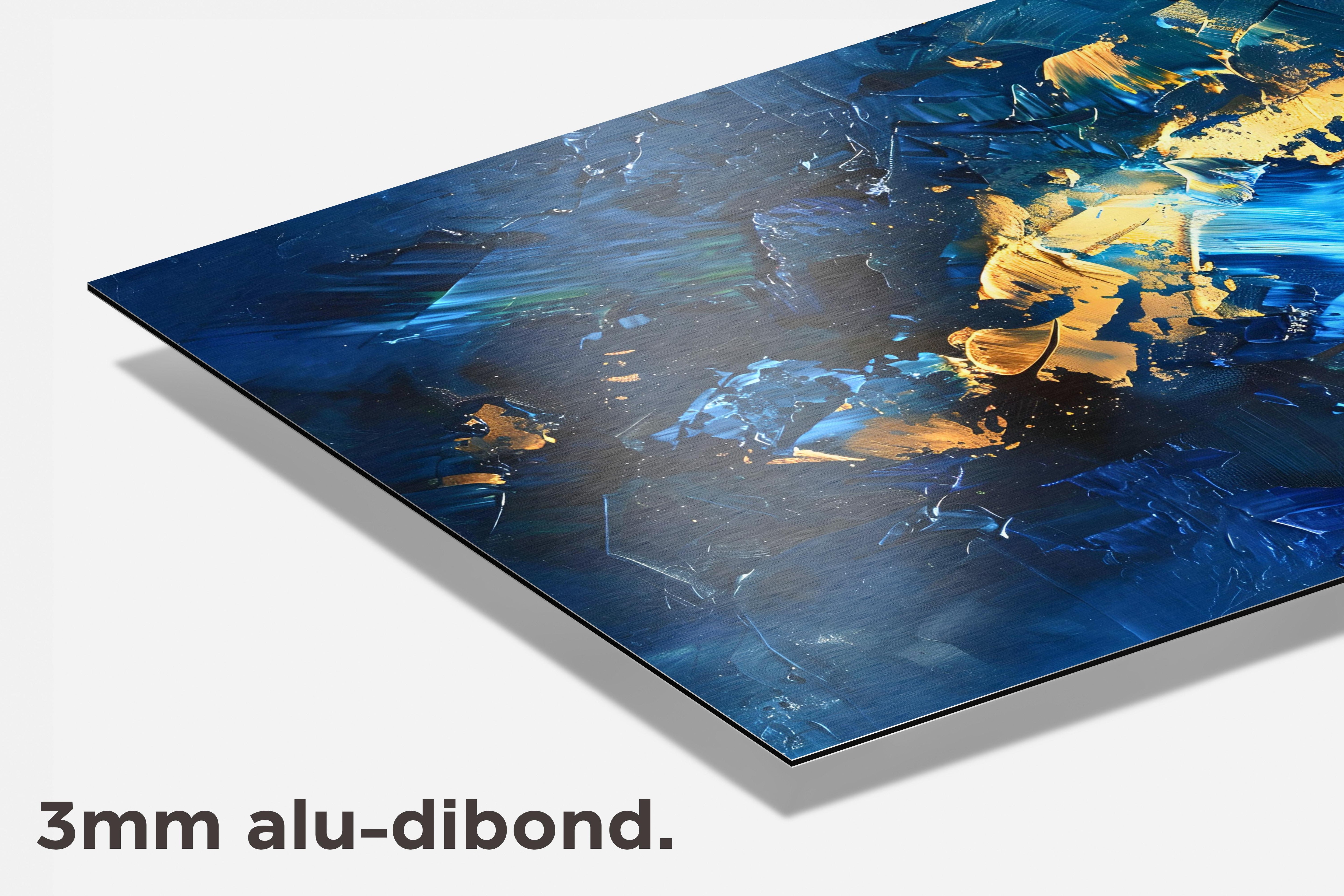Blauw Goud Abstract dibond detail