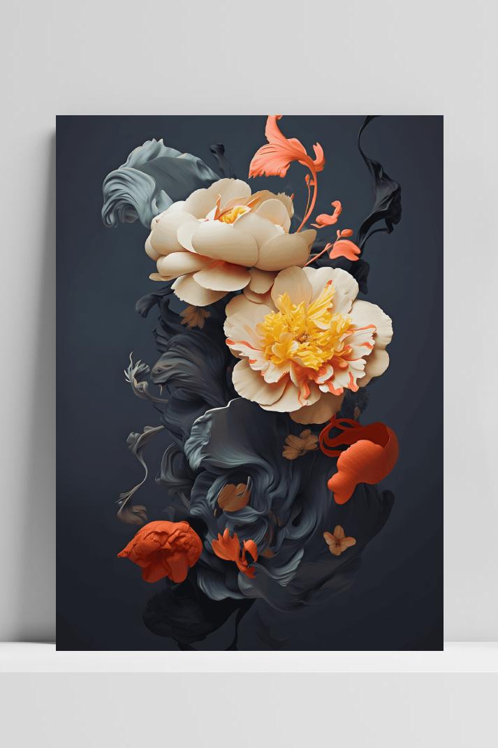 Bloem Rook Zwart op 3mm aluminium dibond