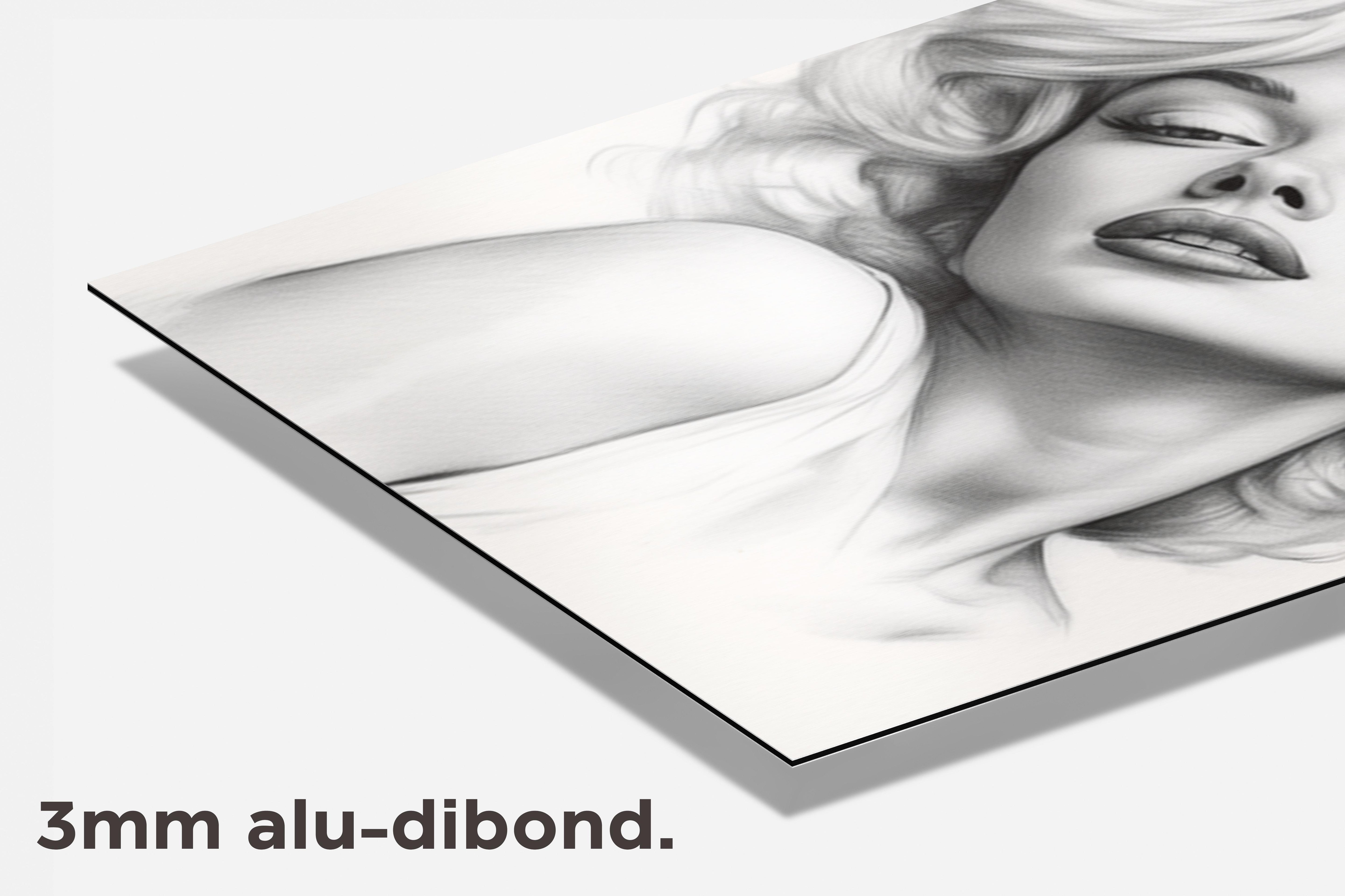 Marilyn Monroe Zwart Wit dibond detail