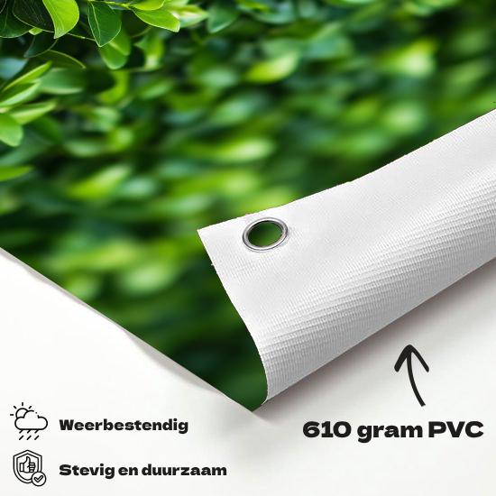 Tuinposter Haag materiaal-detail: 610 grams weerbestendig PVC-doek