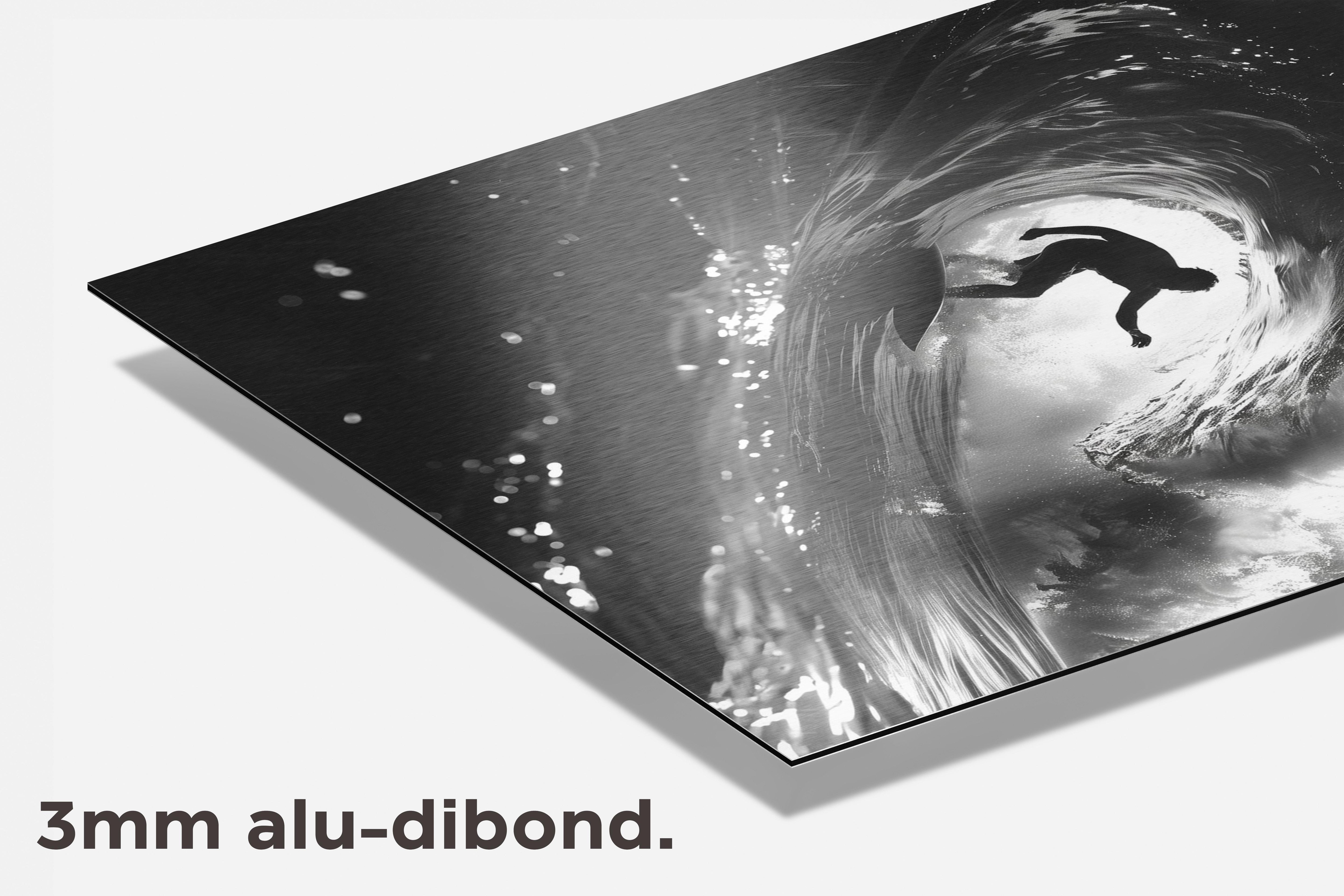 Surfer Zwart Wit dibond detail