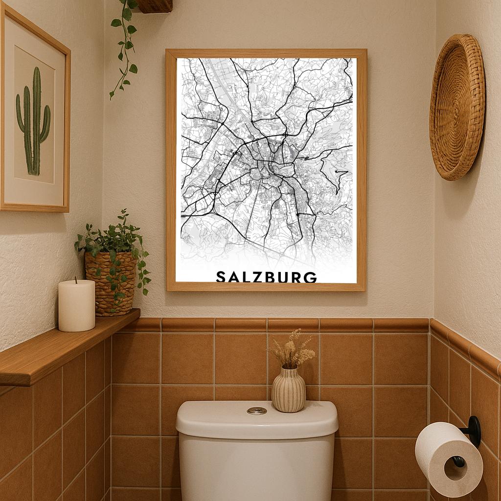Salzburg Map Österreich White poster sfeerbeeld 3