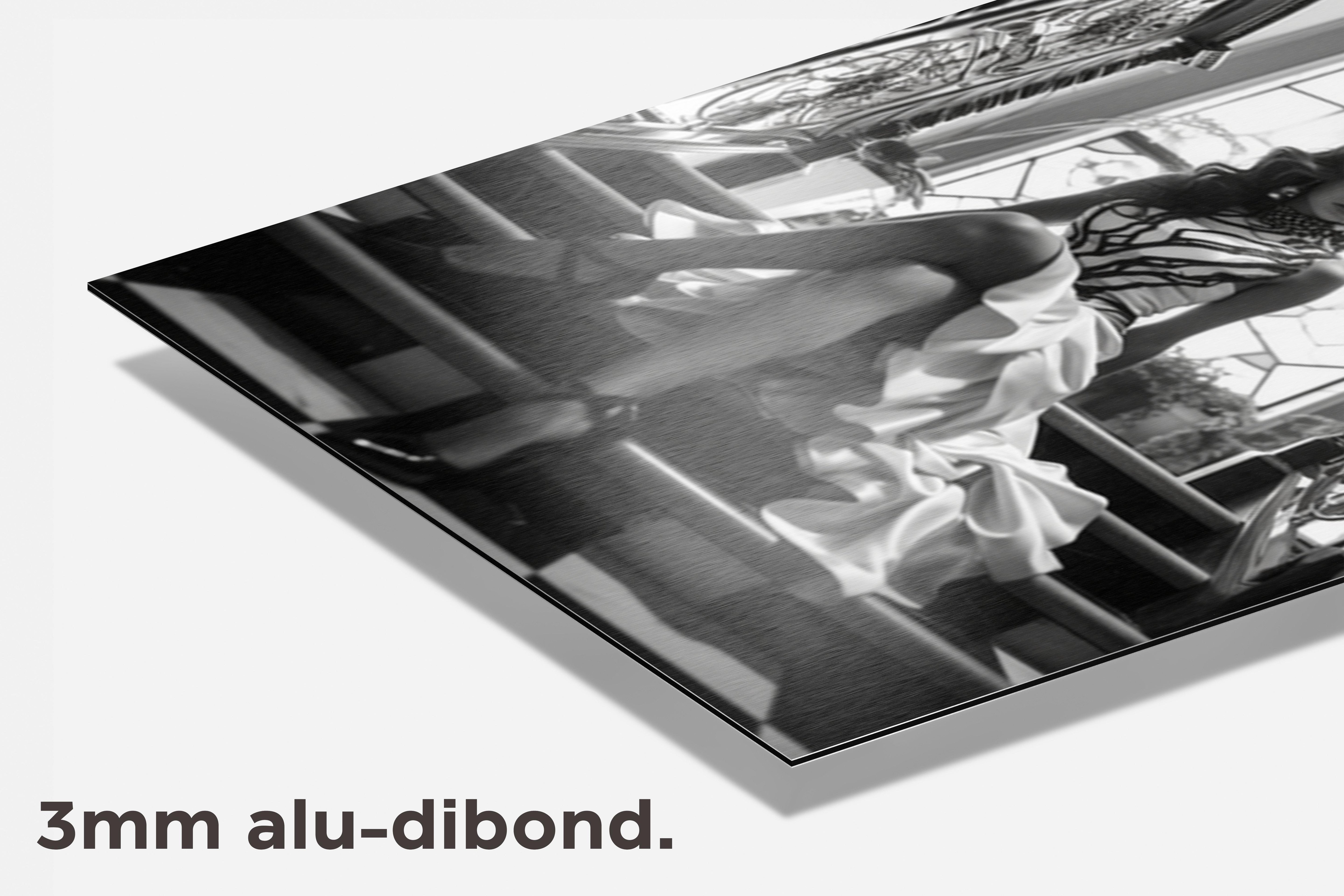Vrouw op trap dibond detail