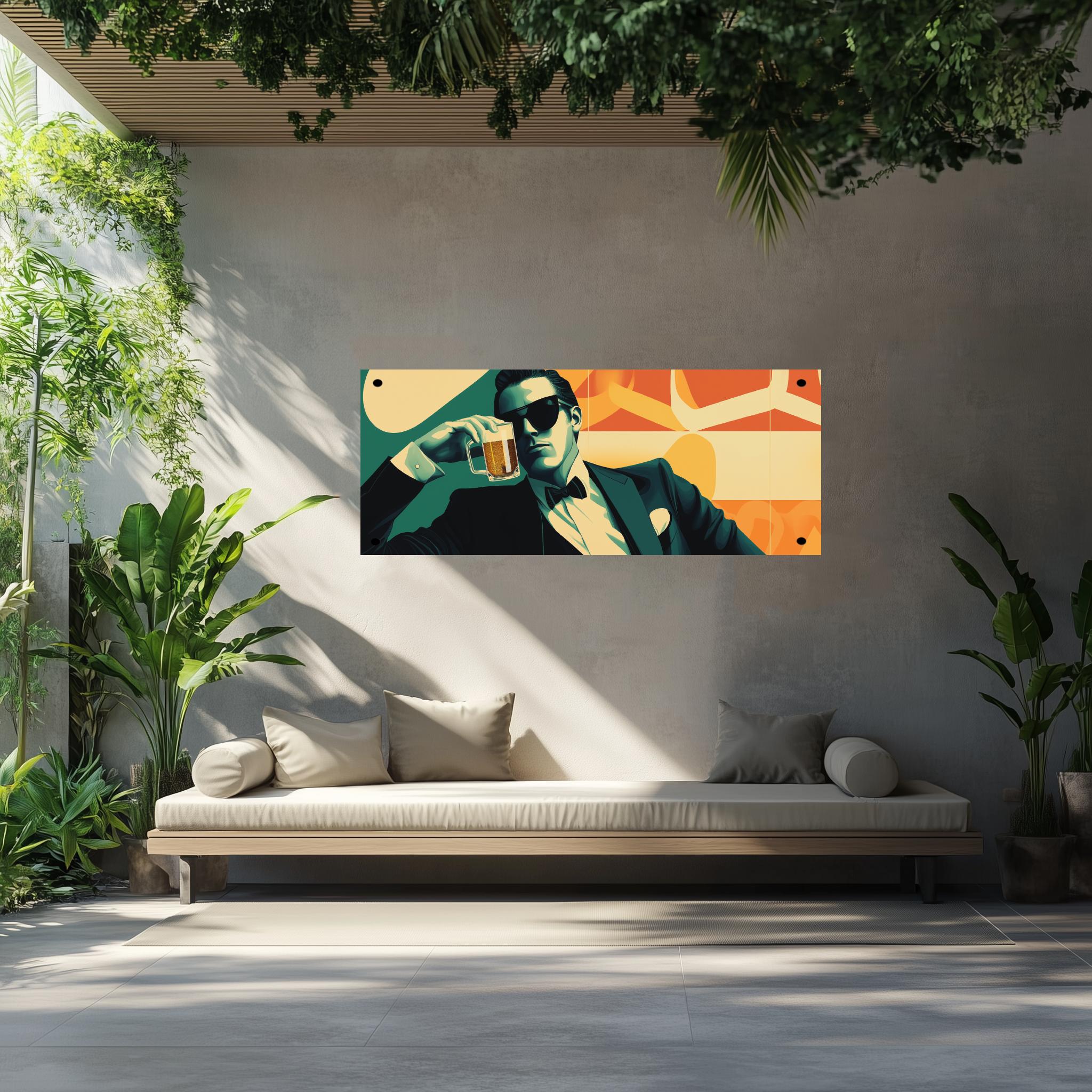 Tuinposter Man Bier sfeerbeeld 4
