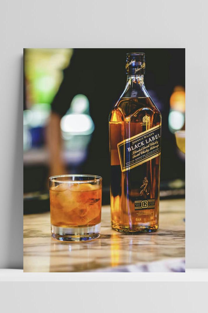 Whiskey Black Label op 3mm aluminium dibond