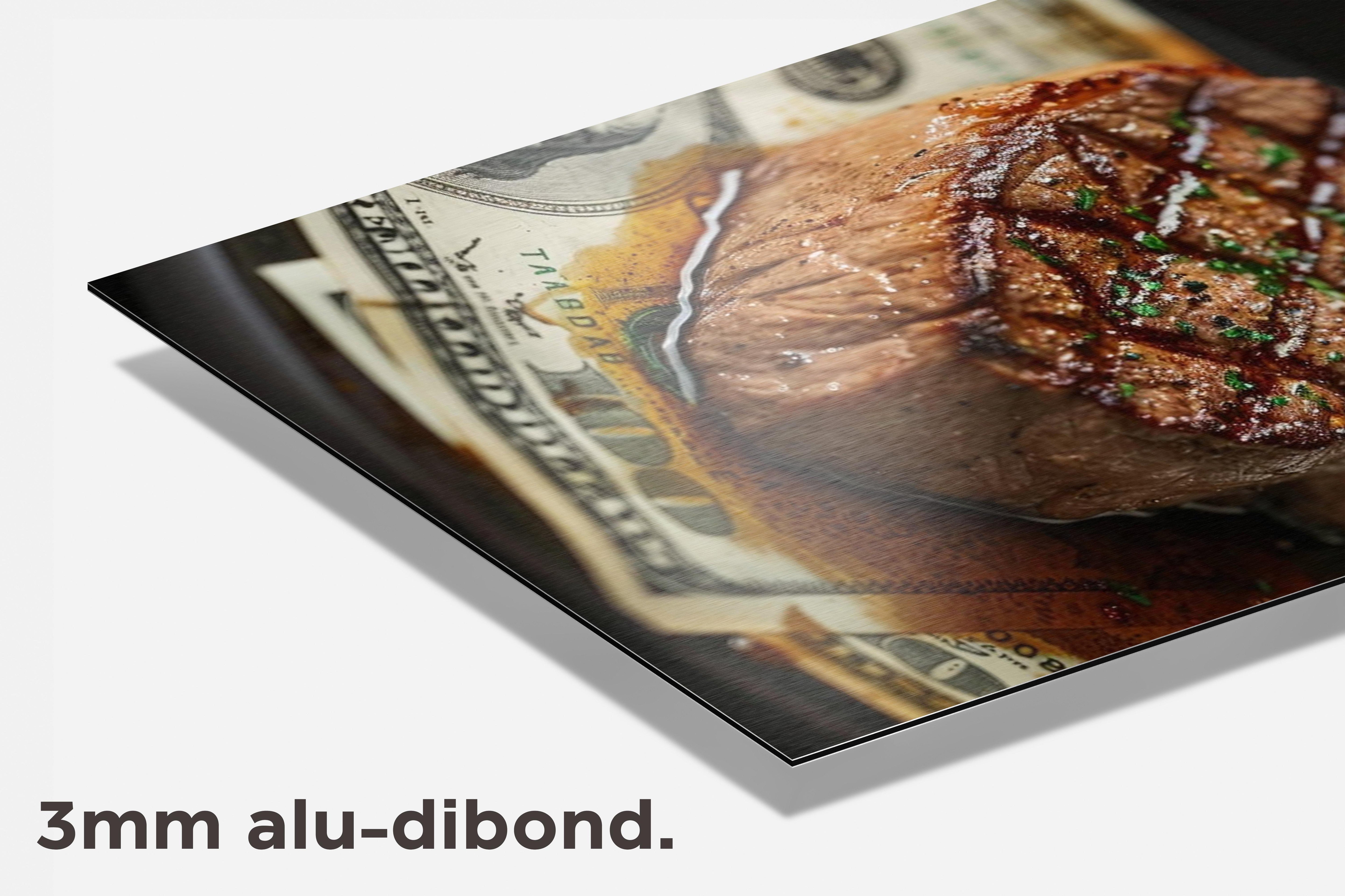 Steak Geld dibond detail