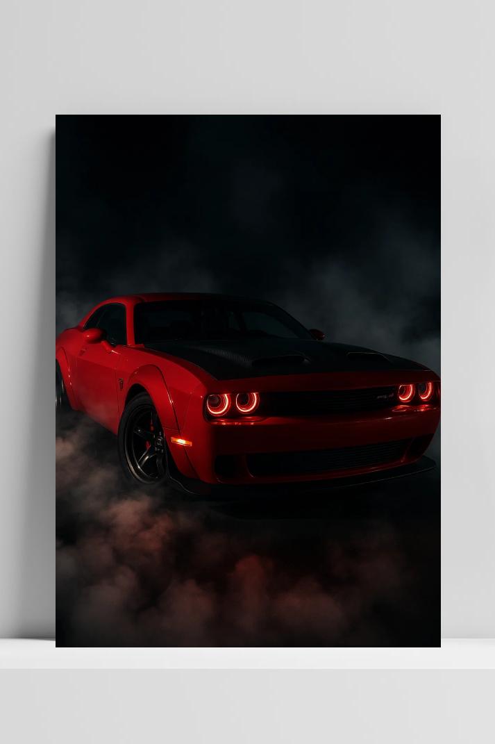 Red Sports Car op 3mm aluminium dibond