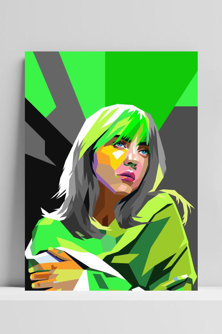 Billie Eilish Pop op 3mm aluminium dibond