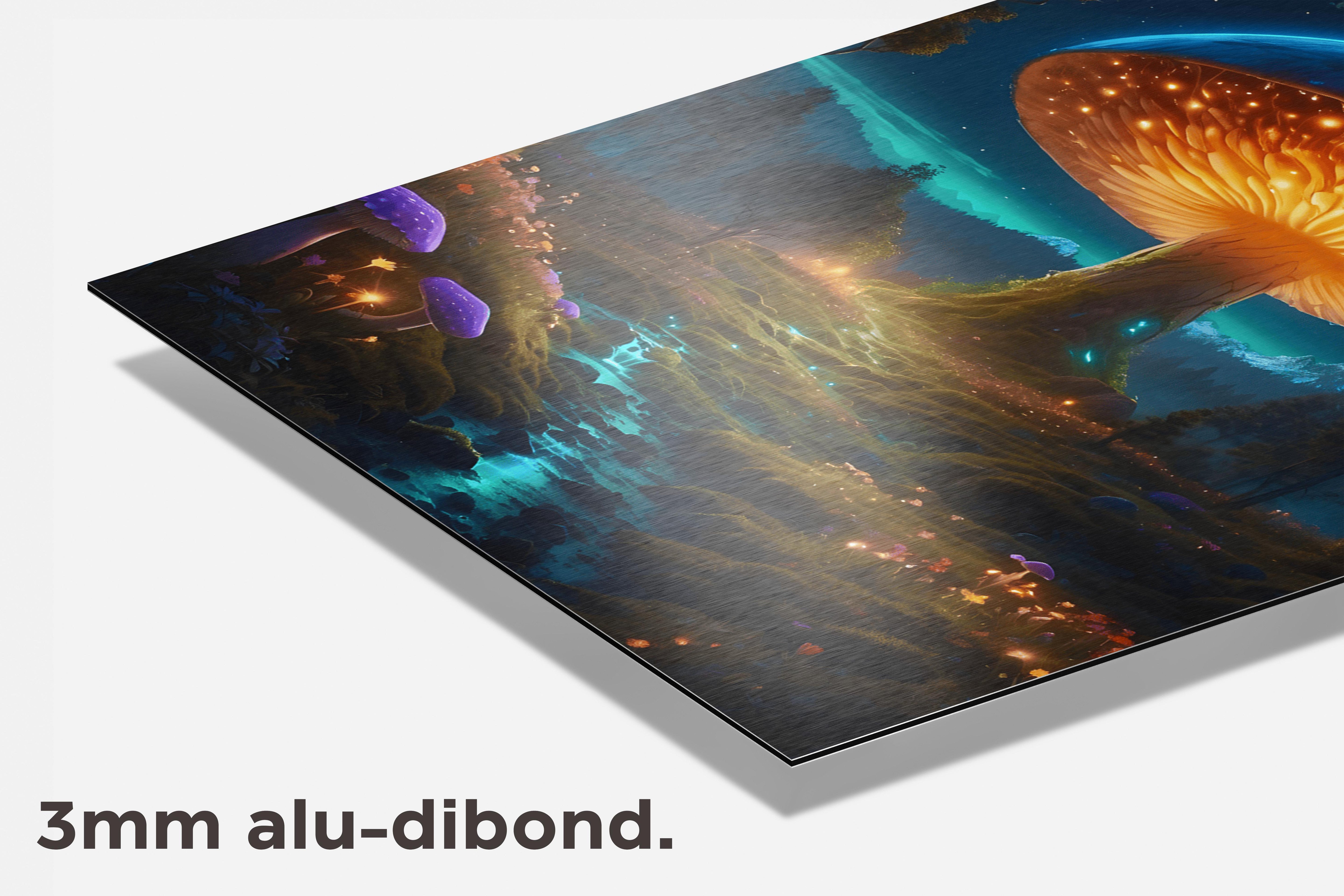 Neon Paddenstoel dibond detail