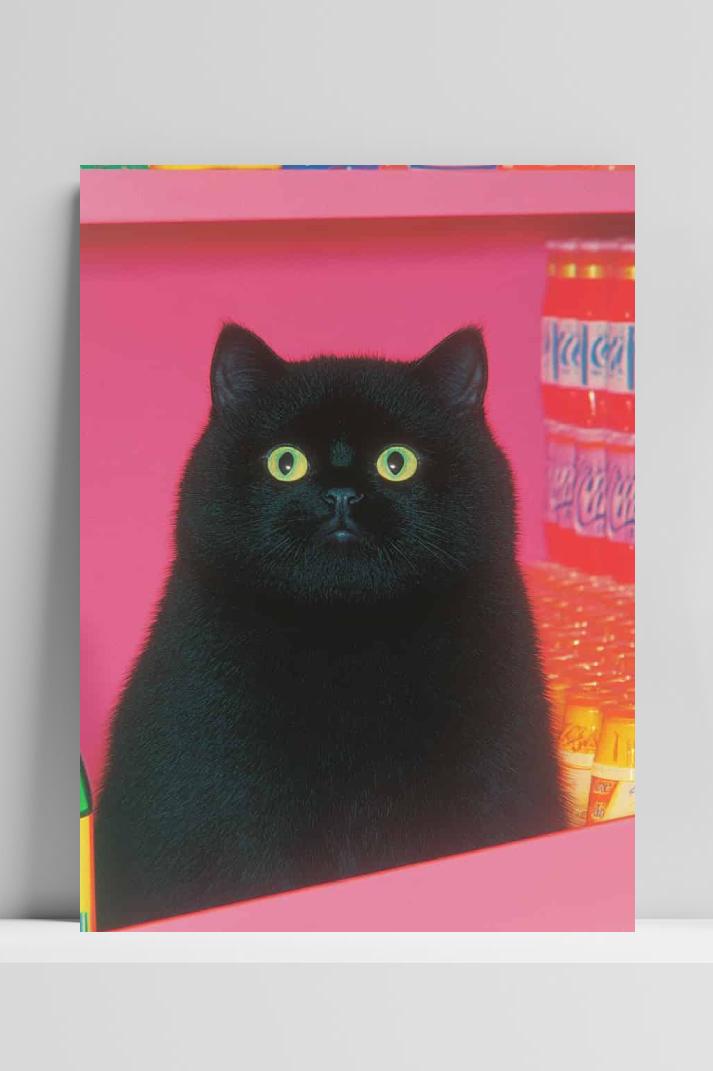 Zwarte Kat op 3mm aluminium dibond