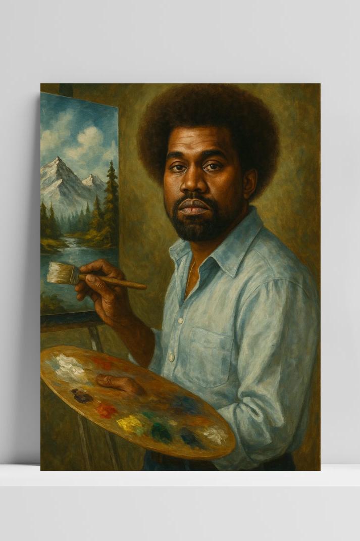 Kanye West Painter op 3mm aluminium dibond